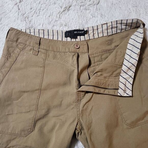 Blend men's beige cargo short with drawstring on hem 34x19/ L - Picture 6 of 8